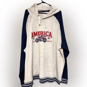 Fanatics 5XL America Vintage 1776 Motorcycle Hoodie NWOT Soft Lightweight